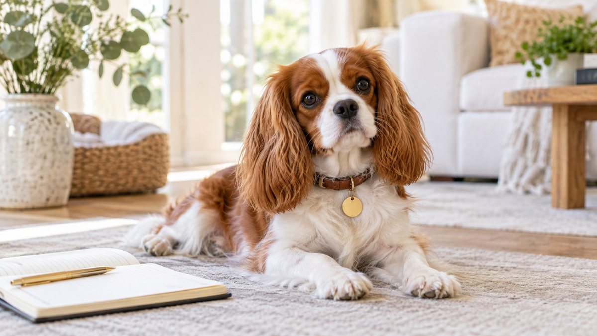 Cavalier King Charles Spaniel in a sunlit room for the Cavalier King Charles Spaniel age in human years guide