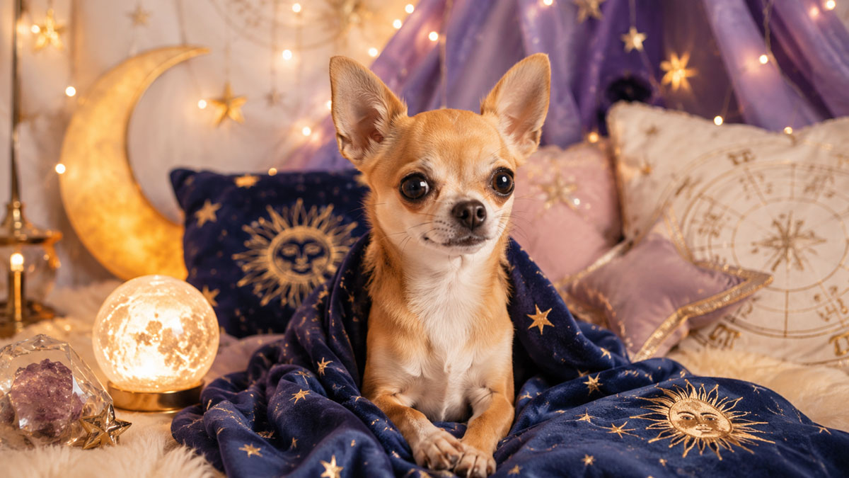 Chihuahua with a mystical zodiac theme for dog zodiac signs