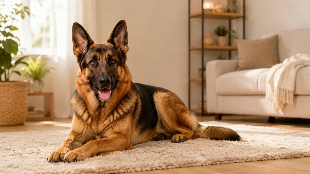 Happy German Shepherd dog for the German Shepherd age in human years guide