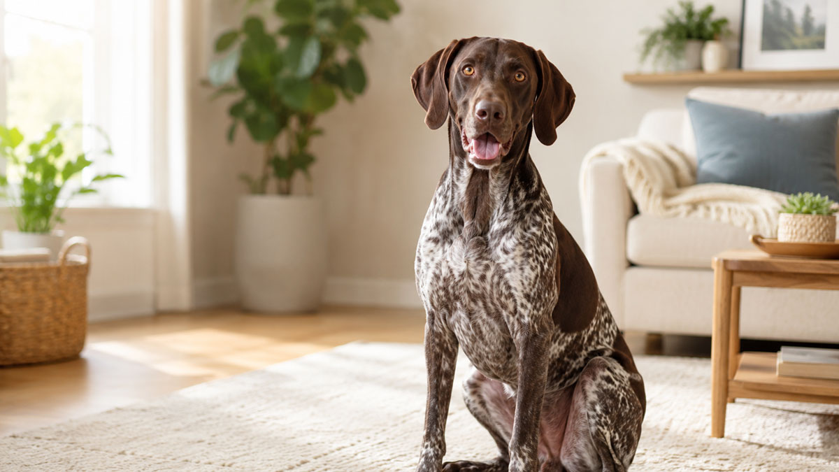 Happy German Shorthaired Pointer dog for the German Shorthaired Pointer age in human years guide
