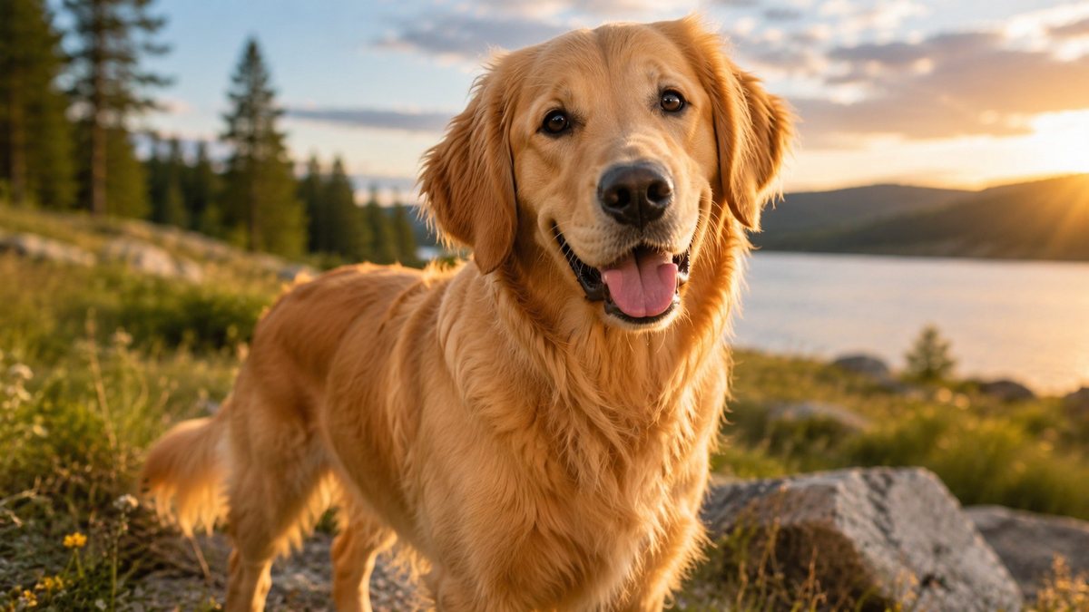 Happy dog outdoors for the human years to dog years calculator