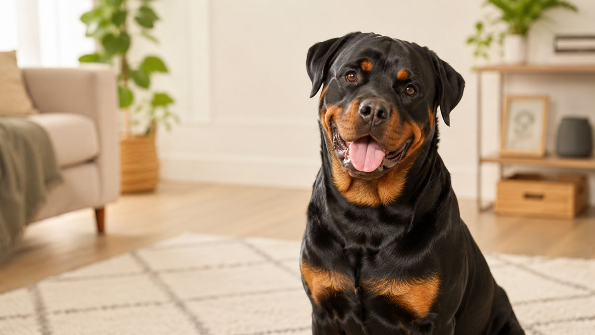 Happy Rottweiler for the Rottweiler age guide